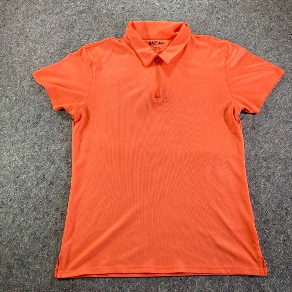 Magellan Outdoors Tops - Magellan Womens Solid Orange Short Sleeve 1/4 Zip Polo Shirt Size M